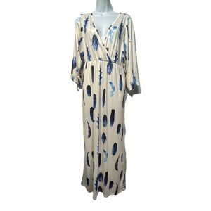 oc order plus feather print long sleeve maxi dress Size M